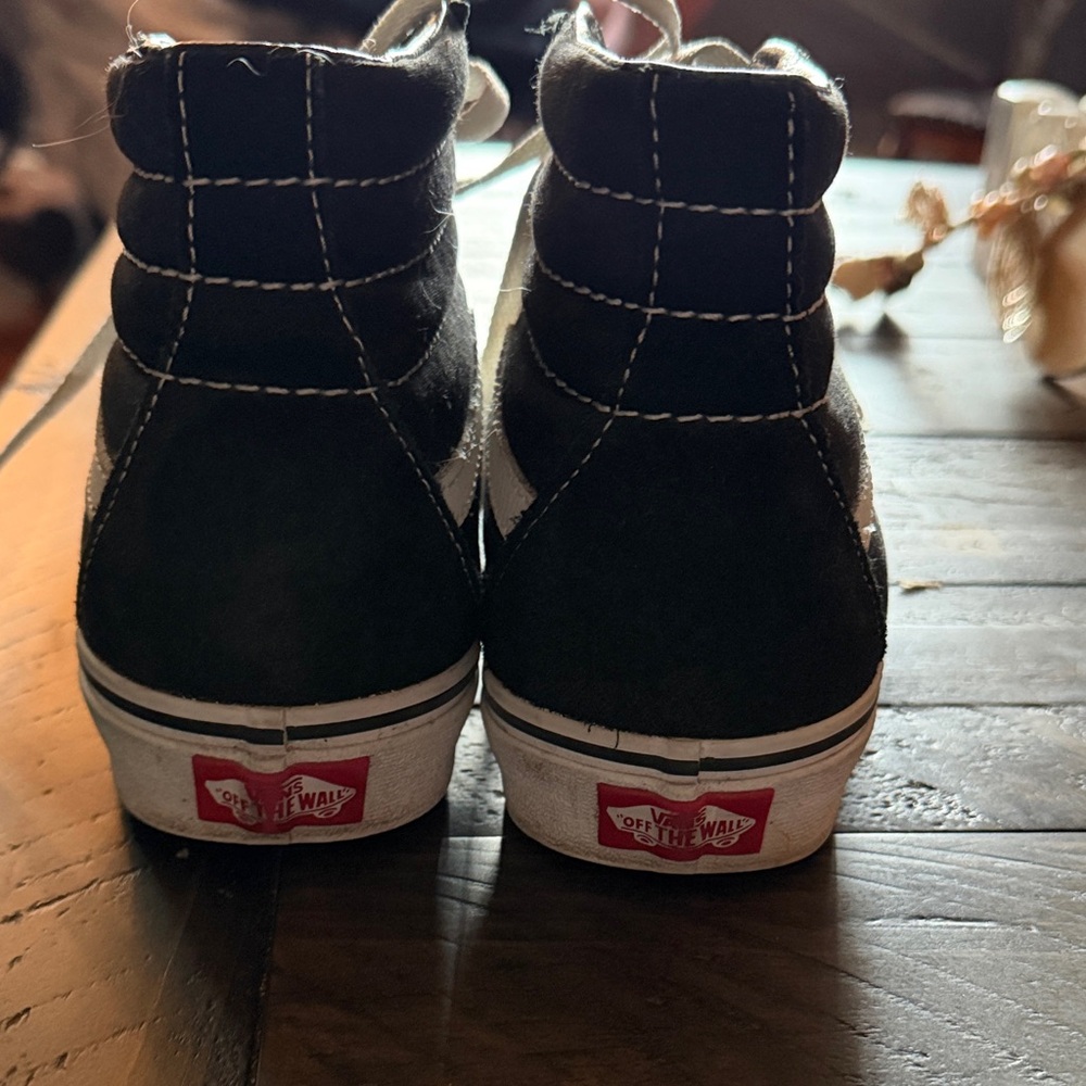 Vans Black and White High-Top Skate Shoes